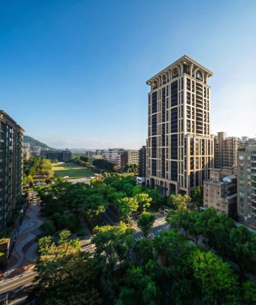 「詠藝」基地位於國立臺北大學正對面的學勤路林蔭大道上，擁有雙面臨路與完整角地條件，為北大特區少見的完整角地條件。(圖/詠藝提供)